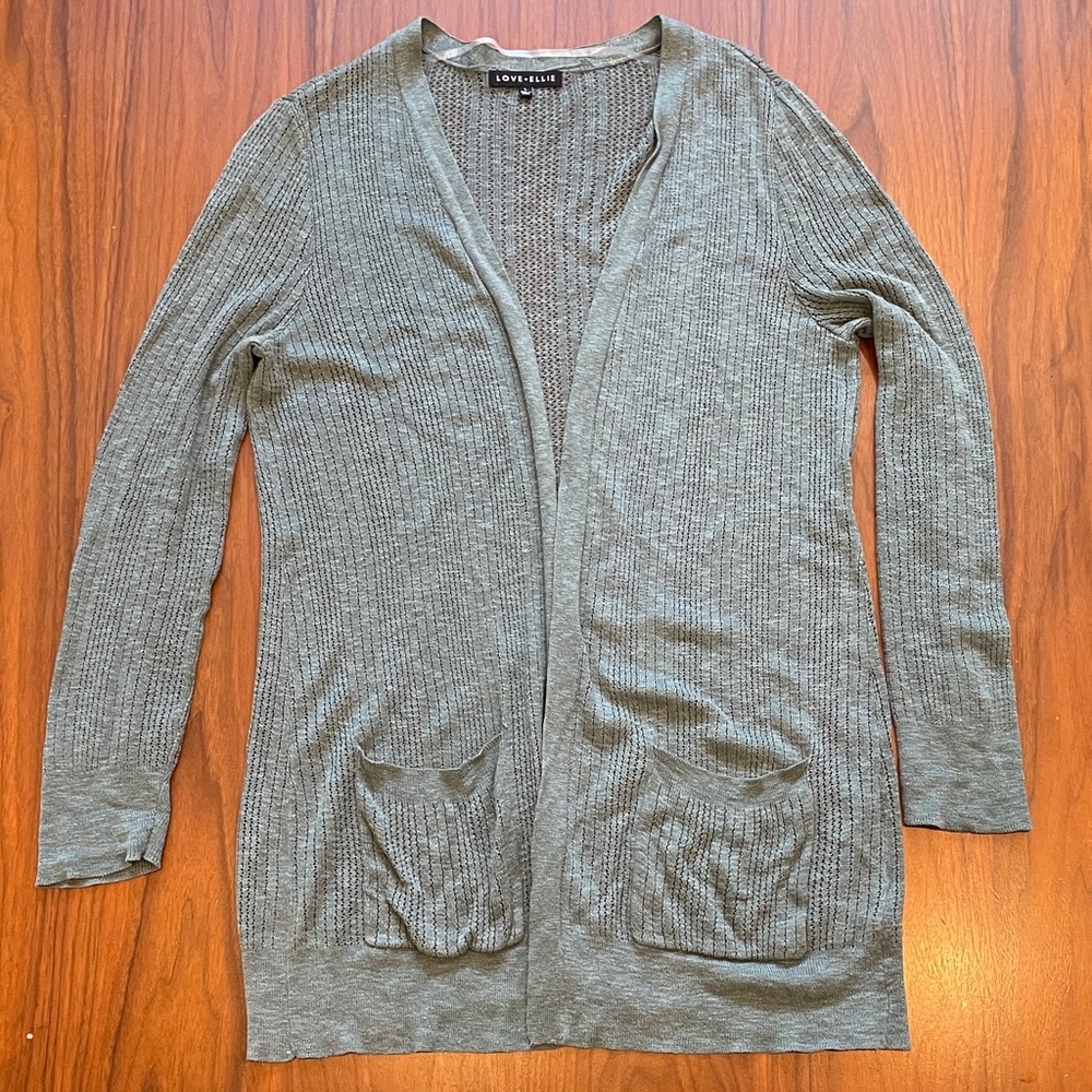 Love Tree Ribbed Sage Green Cardigan